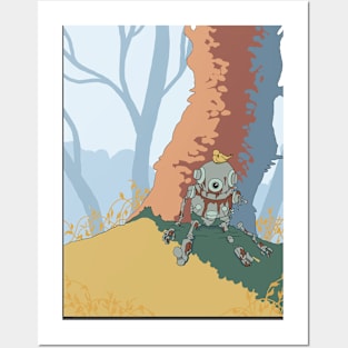 cute robot in nature Posters and Art